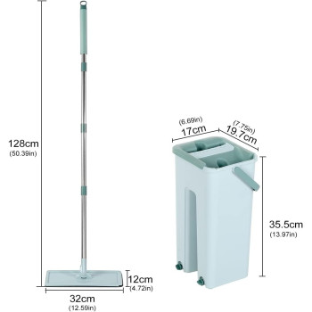 Deep Sleep Microfiber Flat Mop with Bucket, Cleaning Squeeze Hand Free Floor Mop, Reusable Mop Pads, Stainless Steel Handle, 360 Degree Rotating Head Squeeze Flat Mop