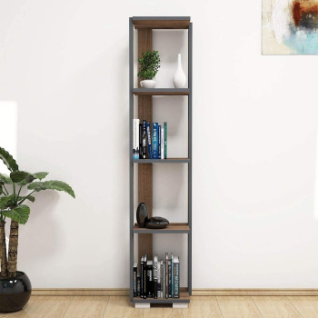 Minar by homemania Bookcase, Library, Walnut
