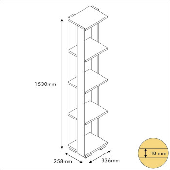 Minar by homemania Bookcase, Library, Walnut