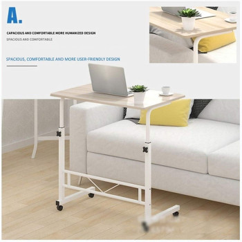 Mobile Overbed Table Laptop Cart Over Bed Table With Castors And Height Adjustable Top (Color : 60 * 40 walnut color) (60 * 40 Pink)