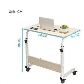 Mobile Overbed Table Laptop Cart Over Bed Table With Castors And Height Adjustable Top (Color : 60 * 40 walnut color) (60 * 40 Pink)
