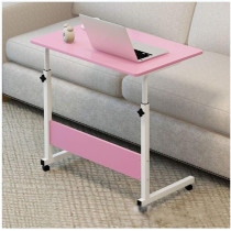 Mobile Overbed Table Laptop Cart Over Bed Table With Castors And Height Adjustable Top (Color : 60 * 40 walnut color) (60 * 40 Pink)