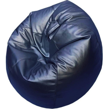 Puffy Leather Bean Bag – Versatile Comfy Bean Bag for Lounge and Bedroom – Water-Repellant Dim. 110x80cm (BLACK)