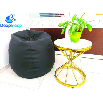 Puffy Leather Bean Bag – Versatile Comfy Bean Bag for Lounge and Bedroom – Water-Repellant Dim. 110x80cm (BLACK)