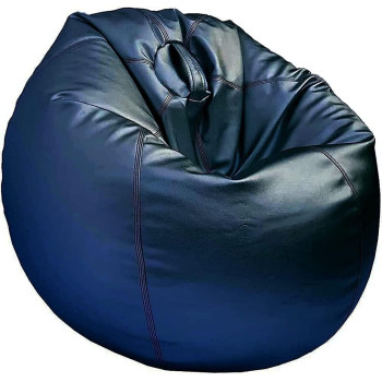 Puffy Leather Bean Bag – Versatile Comfy Bean Bag for Lounge and Bedroom – Water-Repellant Dim. 110x80cm (BLACK)