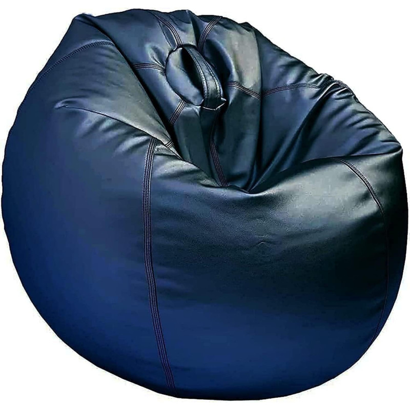 Puffy Leather Bean Bag – Versatile Comfy Bean Bag for Lounge and Bedroom – Water-Repellant Dim. 110x80cm (BLACK)