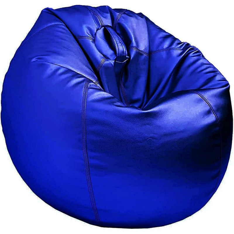 Puffy Leather Bean Bag – Versatile Comfy Bean Bag for Lounge and Bedroom – Water-Repellant Dim. 110x80cm (BLUE)