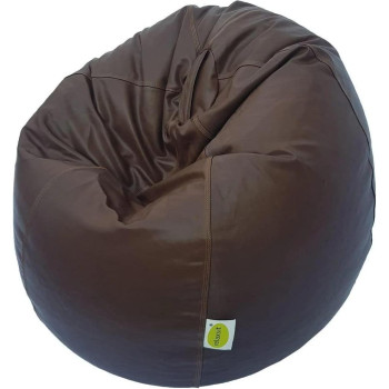 Puffy Leather Bean Bag – Versatile Comfy Bean Bag for Lounge and Bedroom – Water-Repellant Dim. 110x80cm (BROWN)