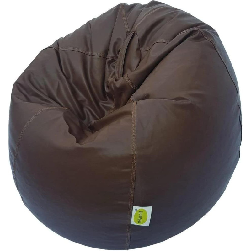 Puffy Leather Bean Bag – Versatile Comfy Bean Bag for Lounge and Bedroom – Water-Repellant Dim. 110x80cm (BROWN)