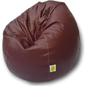 Puffy Leather Bean Bag – Versatile Comfy Bean Bag for Lounge and Bedroom – Water-Repellant Dim. 110x80cm (MAROON)