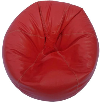 Puffy Leather Bean Bag – Versatile Comfy Bean Bag for Lounge and Bedroom – Water-Repellant Dim. 110x80cm (RED)