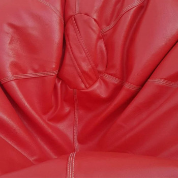 Puffy Leather Bean Bag – Versatile Comfy Bean Bag for Lounge and Bedroom – Water-Repellant Dim. 110x80cm (RED)