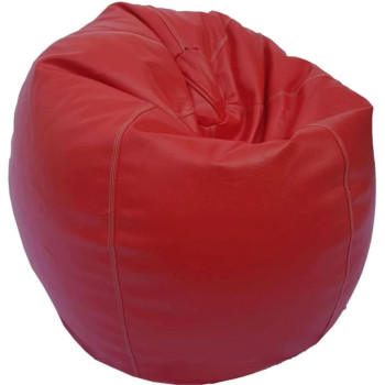 Puffy Leather Bean Bag – Versatile Comfy Bean Bag for Lounge and Bedroom – Water-Repellant Dim. 110x80cm (RED)