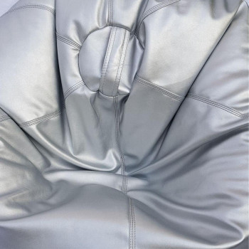Puffy Leather Bean Bag – Versatile Comfy Bean Bag for Lounge and Bedroom – Water-Repellant Dim. 110x80cm (SILVER)