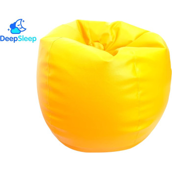 Puffy Leather Bean Bag – Versatile Comfy Bean Bag for Lounge and Bedroom – Water-Repellant Dim. 110x80cm (Yellow)