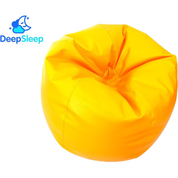 Puffy Leather Bean Bag – Versatile Comfy Bean Bag for Lounge and Bedroom – Water-Repellant Dim. 110x80cm (Yellow)