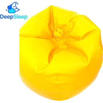 Puffy Leather Bean Bag – Versatile Comfy Bean Bag for Lounge and Bedroom – Water-Repellant Dim. 110x80cm (Yellow)