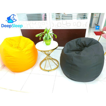 Puffy Leather Bean Bag – Versatile Comfy Bean Bag for Lounge and Bedroom – Water-Repellant Dim. 110x80cm (Yellow)
