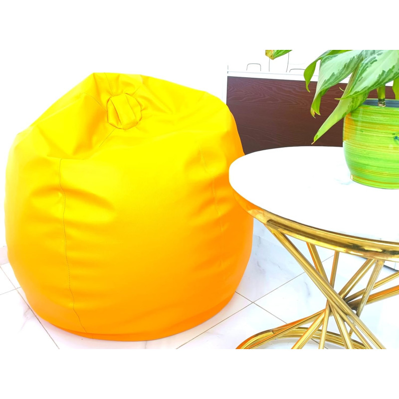 Puffy Leather Bean Bag – Versatile Comfy Bean Bag for Lounge and Bedroom – Water-Repellant Dim. 110x80cm (Yellow)