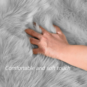 Round Fur Rug for Bedroom, Fluffy Circle Rugs for Kids Room, Furry Carpet for Teen Girls Room, Non-Slip Shaggy Circular Rug Plush Rug (Gray, 30 cm x 30 cm)