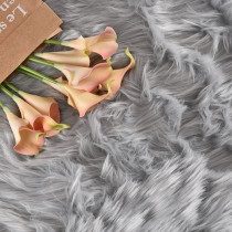 Round Fur Rug for Bedroom, Fluffy Circle Rugs for Kids Room, Furry Carpet for Teen Girls Room, Non-Slip Shaggy Circular Rug Plush Rug (Gray, 30 cm x 30 cm)