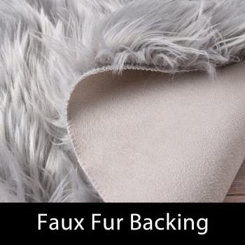 Round Fur Rug for Bedroom, Fluffy Circle Rugs for Kids Room, Furry Carpet for Teen Girls Room, Non-Slip Shaggy Circular Rug Plush Rug (Gray, 30 cm x 30 cm)