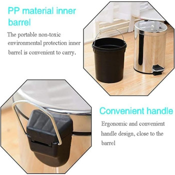 Stainless Steel Bathroom Trash Can, Bin with Foot Pedal Household Step Pedal Trash Can Anti-Foulingdustbin Rubbish Garbage Bin Container,8L