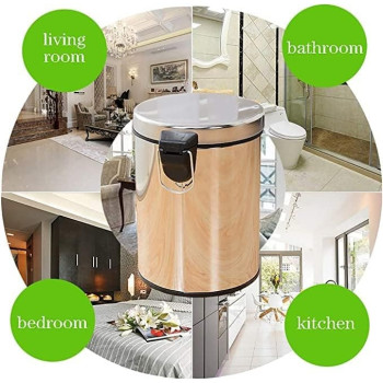 Stainless Steel Bathroom Trash Can, Bin with Foot Pedal Household Step Pedal Trash Can Anti-Foulingdustbin Rubbish Garbage Bin Container,8L