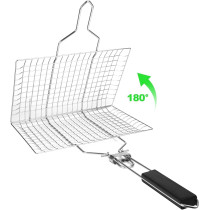 Stainless Steel Grill Basket Barbecue Grill Basket Portable Grill basket with Removable Handle,Perfect for Grilling IE-54370