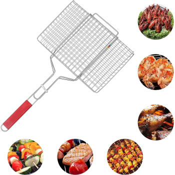 Stainless Steel Grill Basket Barbecue Grill Basket Portable Grill basket with Removable Handle,Perfect for Grilling IE-54370