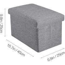 Storage Ottoman Folding Storage Ottoman Cube Footrest Seat,Space Saving Foldable Storage Ottoman Boxes Padded with Memory Foam Folding Stool 40 x 25 x 25 cm - MD-31772 (Dark Gray)
