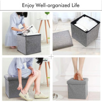 Storage Ottoman Folding Storage Ottoman Cube Footrest Seat,Space Saving Foldable Storage Ottoman Boxes Padded with Memory Foam Folding Stool Beige 40 x 40 x 40 cm - MD-32138 (Gray)