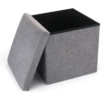 Storage Ottoman Folding Storage Ottoman Cube Footrest Seat,Space Saving Foldable Storage Ottoman Boxes Padded with Memory Foam Folding Stool Beige 40 x 40 x 40 cm - MD-32138 (Gray)
