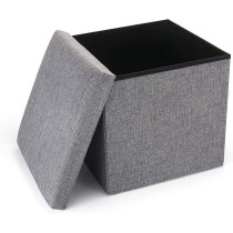 Storage Ottoman Folding Storage Ottoman Cube Footrest Seat,Space Saving Foldable Storage Ottoman Boxes Padded with Memory Foam Folding Stool Beige 40 x 40 x 40 cm - MD-32138 (Gray)