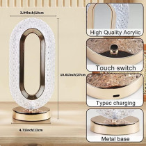 Touch Control Crystal Table Desk Lamp, 3-Way Dimmable Light, USB Rechargeable Crystal Diamond Table Lamp, Exquisite Night Stand Light Lamp Beside Lamp
