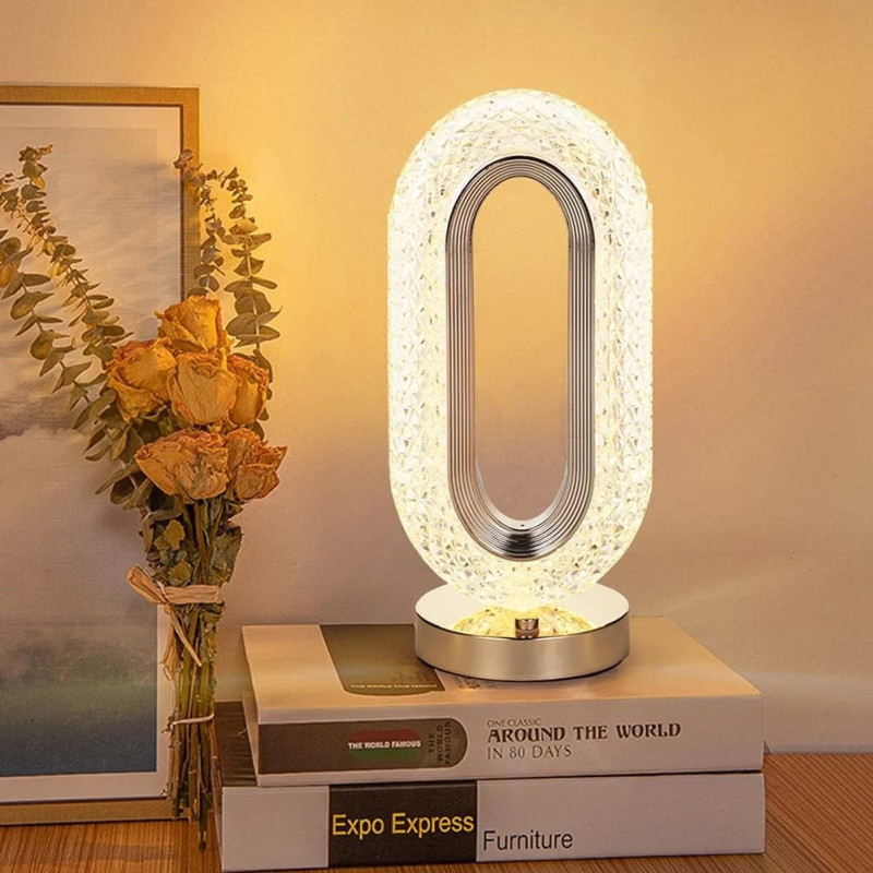 Touch Control Crystal Table Desk Lamp, 3-Way Dimmable Light, USB Rechargeable Crystal Diamond Table Lamp, Exquisite Night Stand Light Lamp Beside Lamp