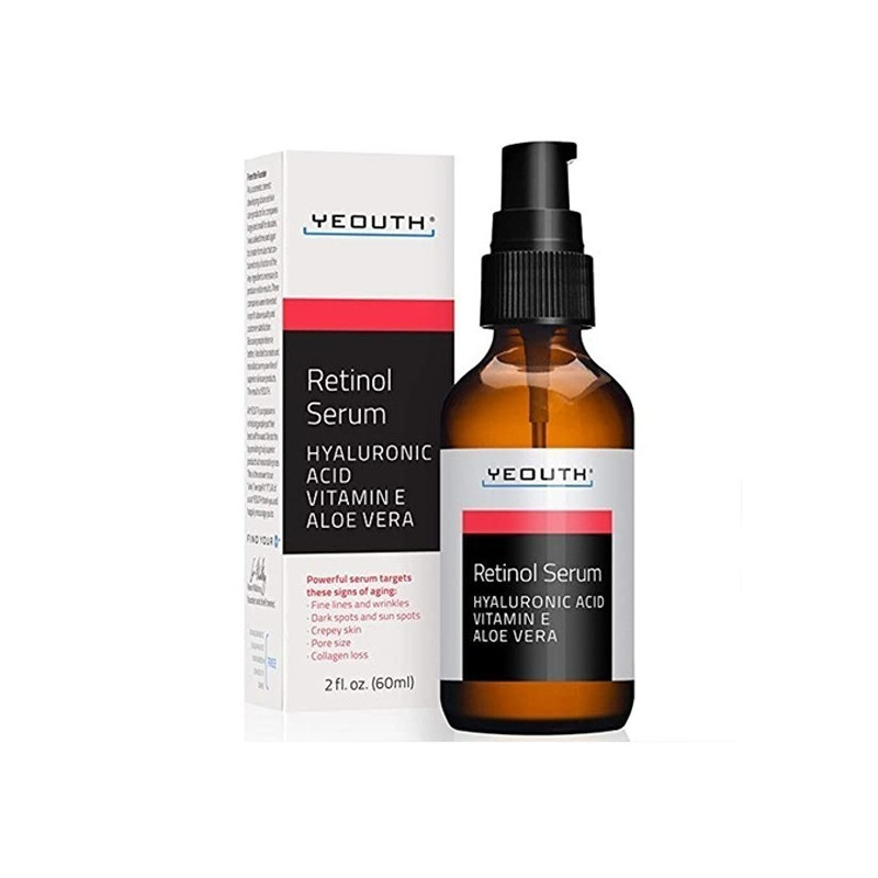 Yeouth 2.5% Retinol Serum With Hyaluron Acid Vitamin E Aloe 2Oz