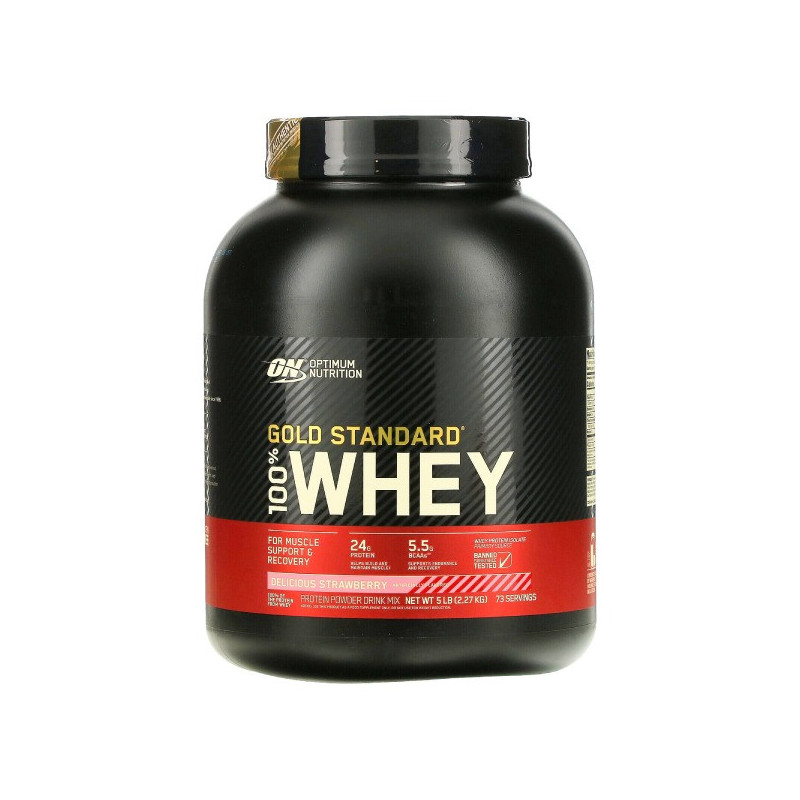 Optimum Nutrition Gold Standard 100% Whey Delicious Strawberry Protein Powder 5Lbs