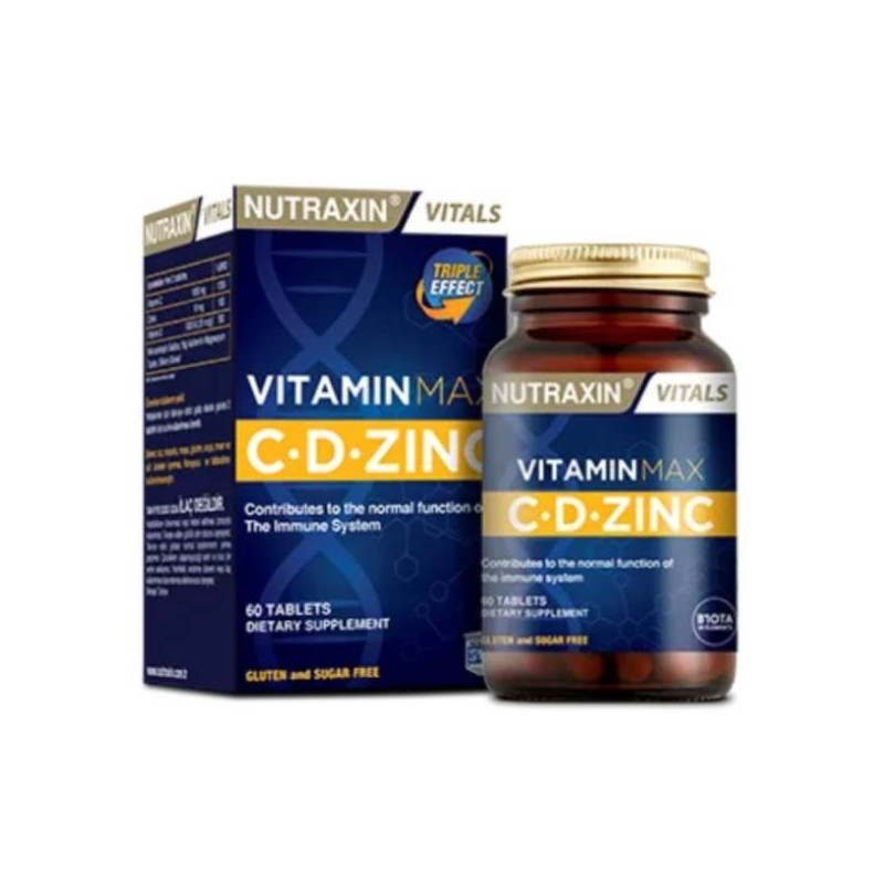 Nutraxin Vitals Vitamin Max C+D+Zinc 60 Tablets