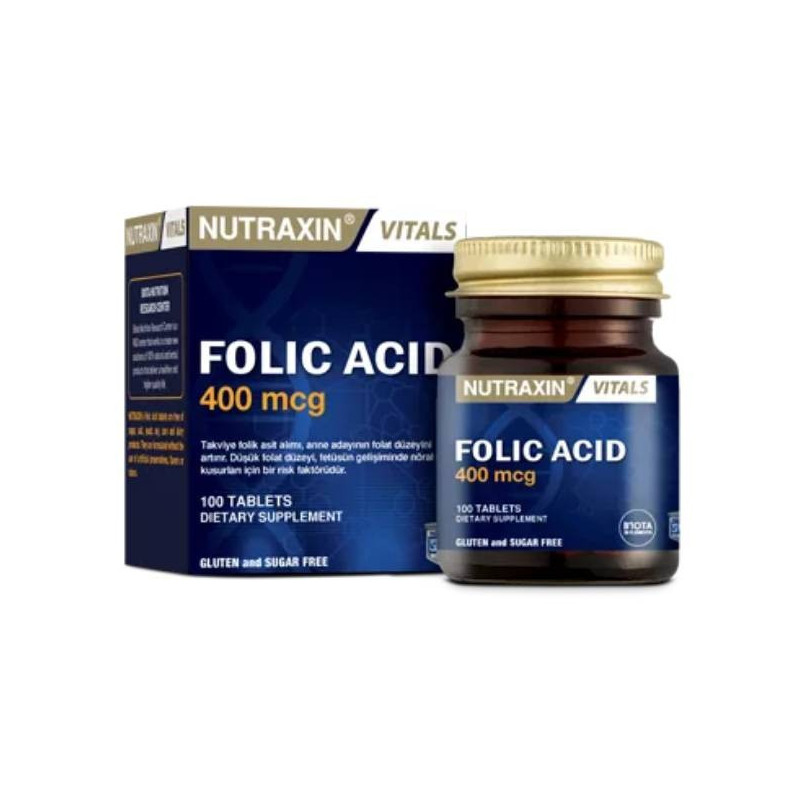 Nutraxin Vitals Folic Acid 400Mcg 100 Tablets