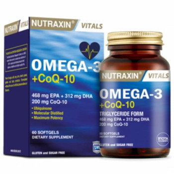 Nutraxin Vitals Omega-3 + Coq 10 60 Softgels