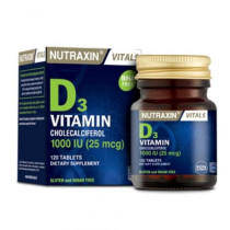 Nutraxin Vitals D3 Vitamin Cholecalciferol 1000Iu 25Mcg 120 Tablets