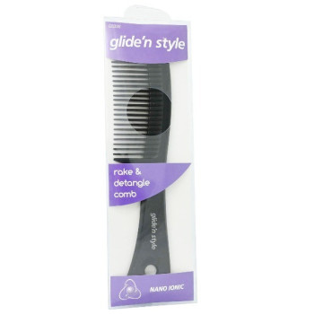 Glide N Style GS330 Black Detangling Rake Hair Comb 1S