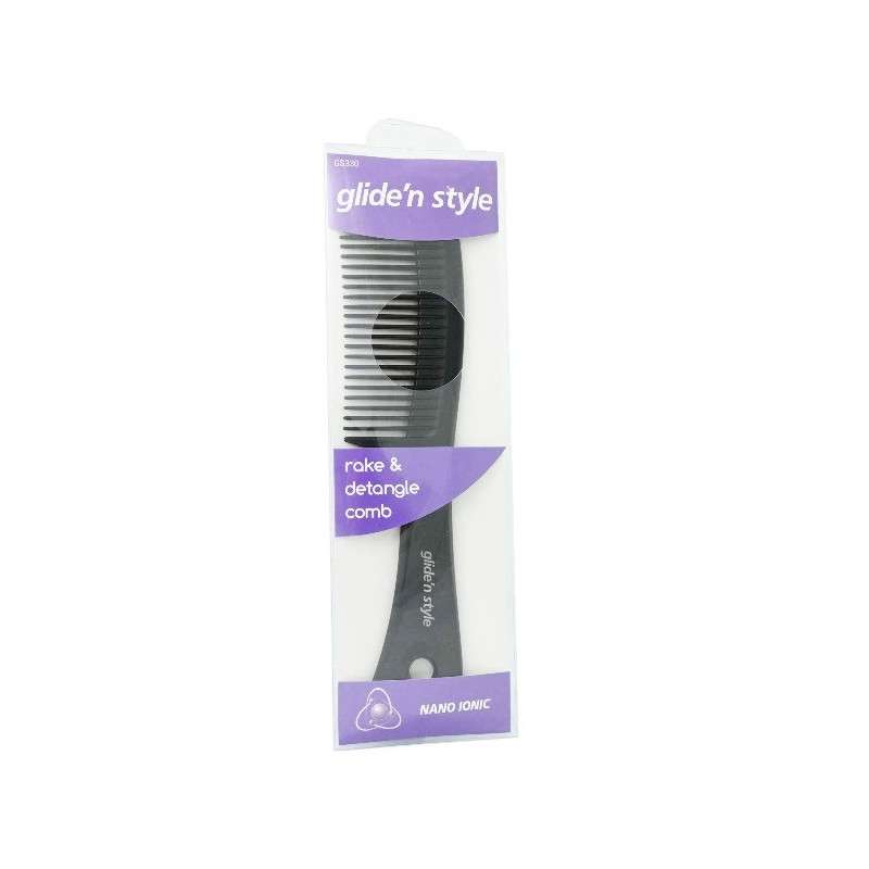 Glide N Style GS330 Black Detangling Rake Hair Comb 1S