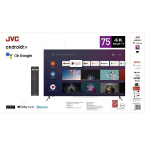 JVC 75 Inch 4K UHD Smart TV Edgeless Official Hey Google, Netflix, YouTube, Built in Bluetooth & WiFi Color Black 1 Year Full Warranty Japanese Technology
