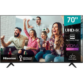 Hisense 70 Inch 4K UHD Smart Tv With Dolby Vision HDR, Bezelless, Bluetooth & Wifi, Black - 1 Year Full Warranty