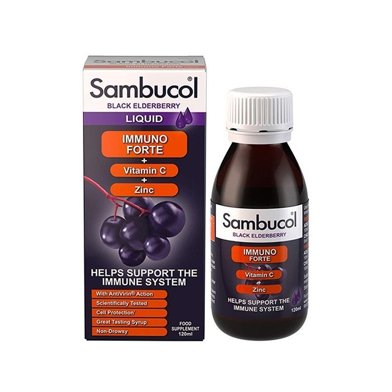 Sambucol Black Elderberry Immuno Forte + Vitamin C + Zinc Syrup 120ml