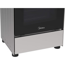 Midea 60X60Cm Freestanding Cooker, Full Gas Cooking Range With 4 Burners, Automatic Ignition And Safety, Cast Iron Pan Support, Stainless Steel Finish, Separate Knob For Oven Grill, Bme62058Ffd-D