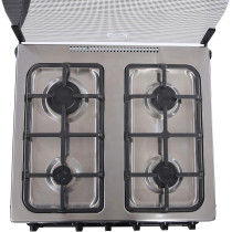 Midea 60X60Cm Freestanding Cooker, Full Gas Cooking Range With 4 Burners, Automatic Ignition And Safety, Cast Iron Pan Support, Stainless Steel Finish, Separate Knob For Oven Grill, Bme62058Ffd-D
