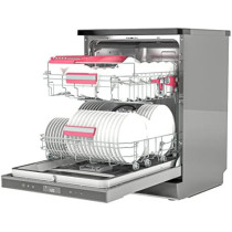Toshiba 14 Place Setting, 6 Programs Free Standing Dishwasher with Dual Wash Zone, DW14F1(S) Silver